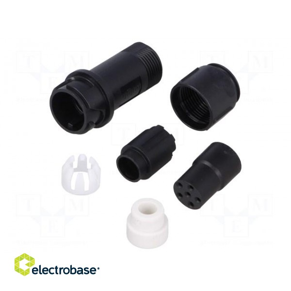 Connector: circular | plug | female | PIN: 6 | w/o contacts | for cable image 1