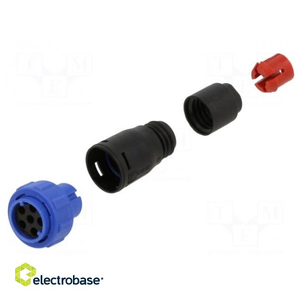 Connector: circular | plug | female | PIN: 6 | w/o contacts | for cable