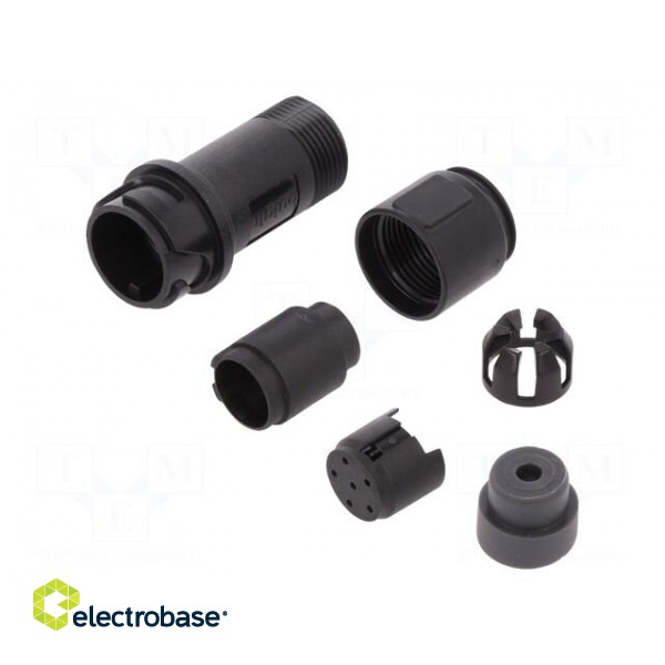 Connector: circular | plug | male | PIN: 6 | w/o contacts | for cable paveikslėlis 1