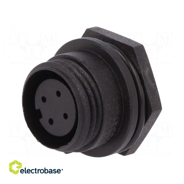 Connector: circular | socket | female | PIN: 4 | w/o contacts | IP68 image 1