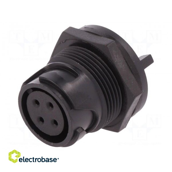 Connector: circular | socket | female | PIN: 4 | w/o contacts | UL94V-0 image 1