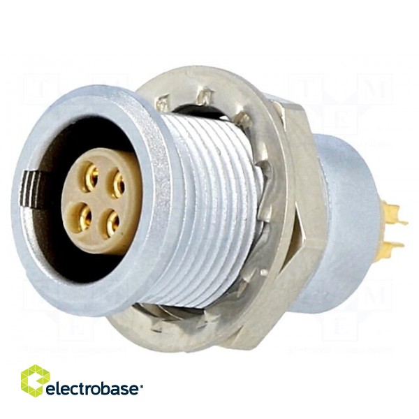 Connector: circular | Series: 0B | socket | female | soldering | PIN: 4 image 1