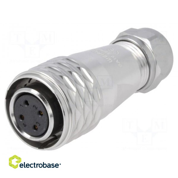 Plug | SA16 | female | PIN: 4 | IP67 | 5÷8mm | 5A | soldering | for cable paveikslėlis 1