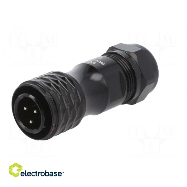 Plug | SA16 | male | PIN: 3 | IP67 | 8÷12mm | 10A | soldering | for cable paveikslėlis 2