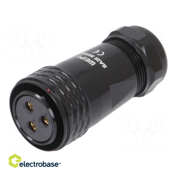 Plug | SA28 | female | PIN: 3 | IP67 | 13÷16mm | 50A | soldering | for cable paveikslėlis 1