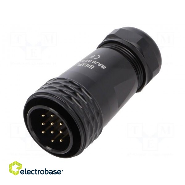 Plug | SA28 | male | PIN: 10 | IP67 | 13÷16mm | 10A | soldering | for cable paveikslėlis 1