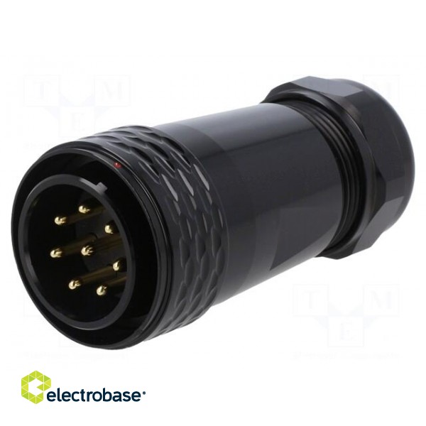 Plug | SA28 | male | PIN: 8 | IP67 | 13÷16mm | 25A | soldering | for cable paveikslėlis 1