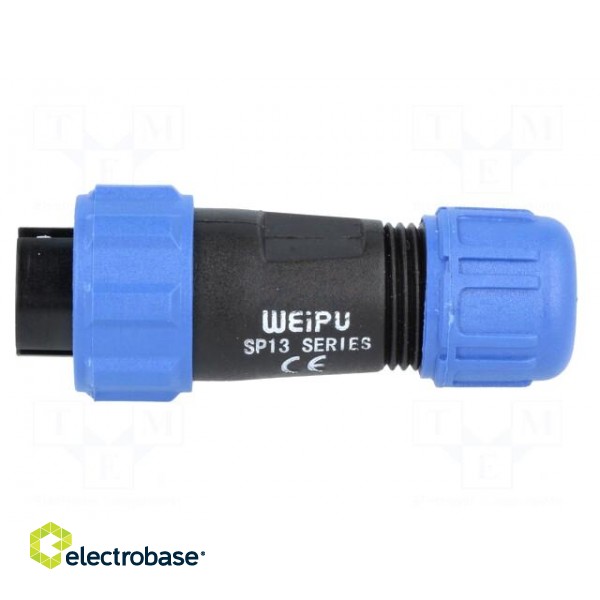 SP13 | plug | female | PIN: 4 | IP68 | 4÷6.5mm | 5A | soldering | for cable paveikslėlis 3