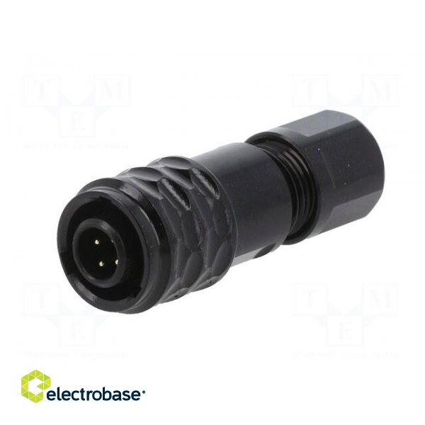 Plug | SA6 | male | PIN: 4 | IP67 | 3.5÷4mm | 3A | soldering | for cable | 30V paveikslėlis 2