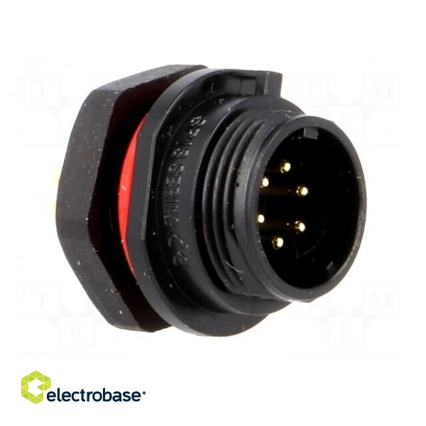 SP13 | socket | male | PIN: 6 | IP68 | 5A | soldering | for panel mounting paveikslėlis 8