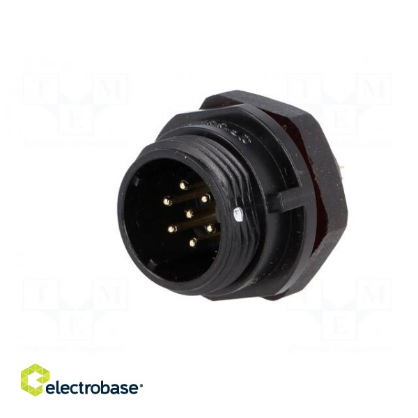 Socket | SP13 | male | PIN: 7 | IP68 | 5A | soldering | for panel mounting image 2