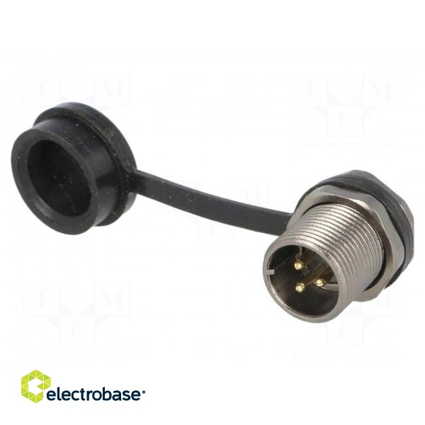 ST12 | socket | male | PIN: 3 | IP67 | 13A | soldering | 250V | 2mm2 | -25÷85°C image 1