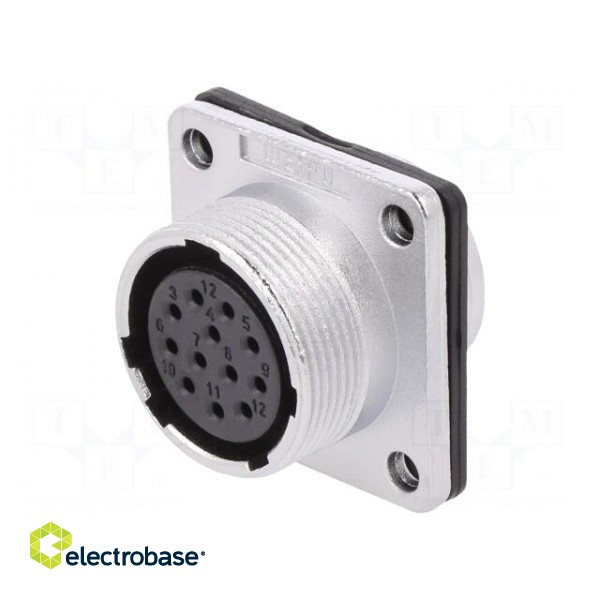 WS | socket | female | PIN: 12 | flange (4 holes),for panel mounting image 1