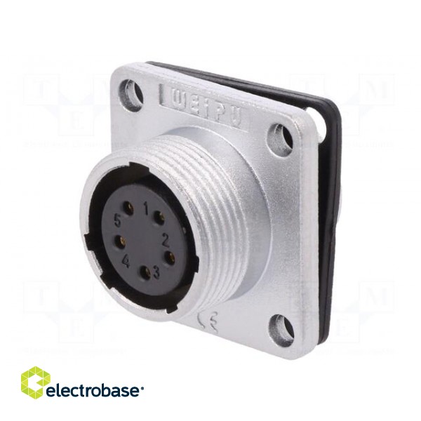 WS | socket | female | PIN: 5 | flange (4 holes),for panel mounting image 1
