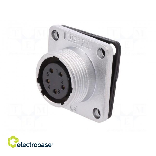 WS | socket | female | PIN: 5 | flange (4 holes),for panel mounting фото 3