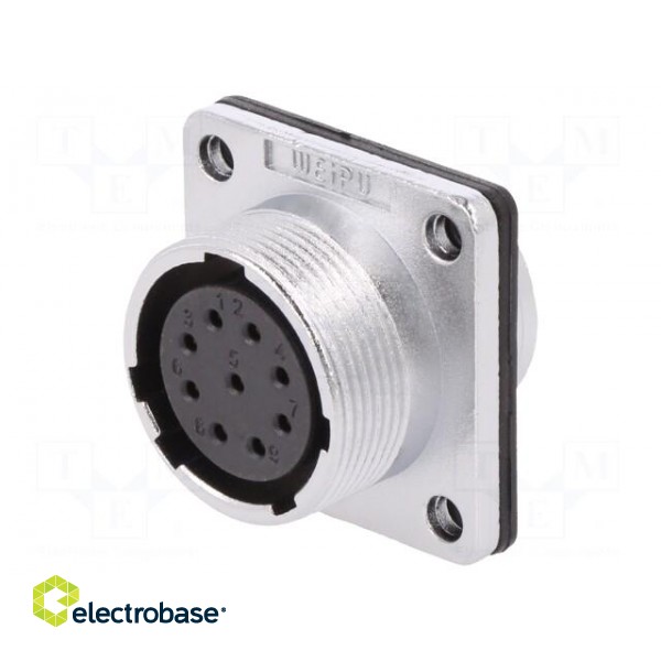 WS | socket | female | PIN: 9 | flange (4 holes),for panel mounting image 1