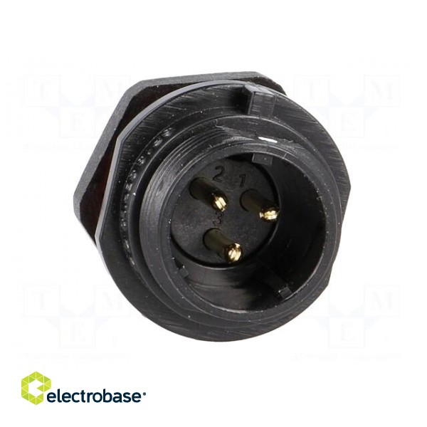 SP13 | socket | male | PIN: 3 | IP68 | 13A | soldering | for panel mounting paveikslėlis 9