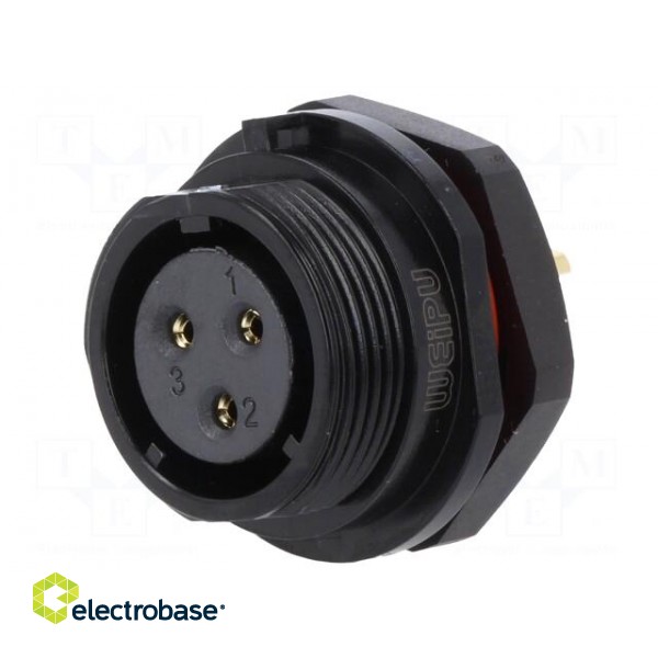 SP17 | socket | female | PIN: 3 | IP68 | soldering | 500V | 2mm2 | 10A image 1
