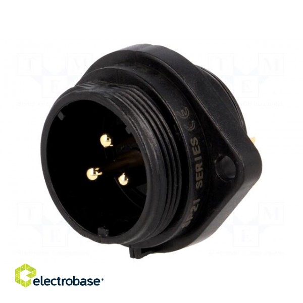 SP21 | socket | male | PIN: 3 | IP68 | soldering | 500V | 4mm2 | 30A | -25÷85°C image 1
