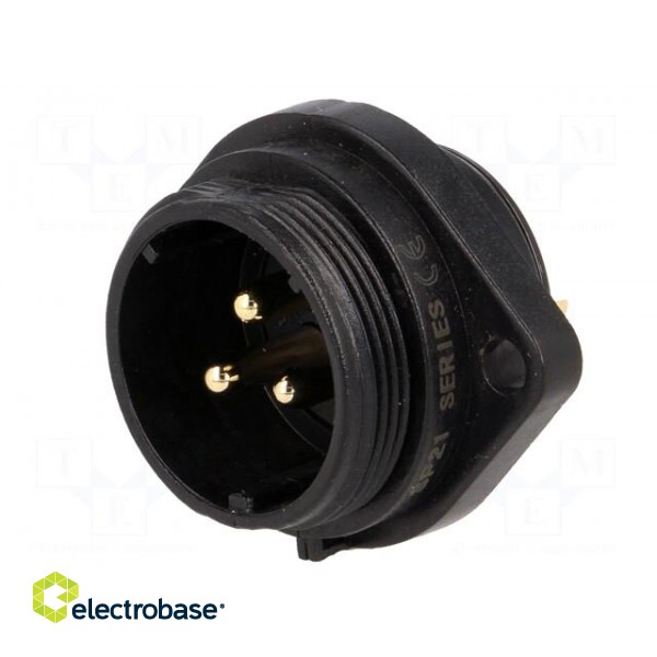 SP21 | socket | male | PIN: 3 | IP68 | soldering | 500V | 4mm2 | 30A | -25÷85°C image 2