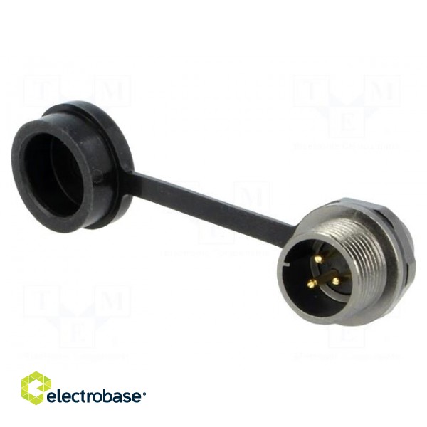 ST12 | socket | male | PIN: 3 | IP67 | 13A | soldering | 250V | 2mm2 | -25÷85°C image 1
