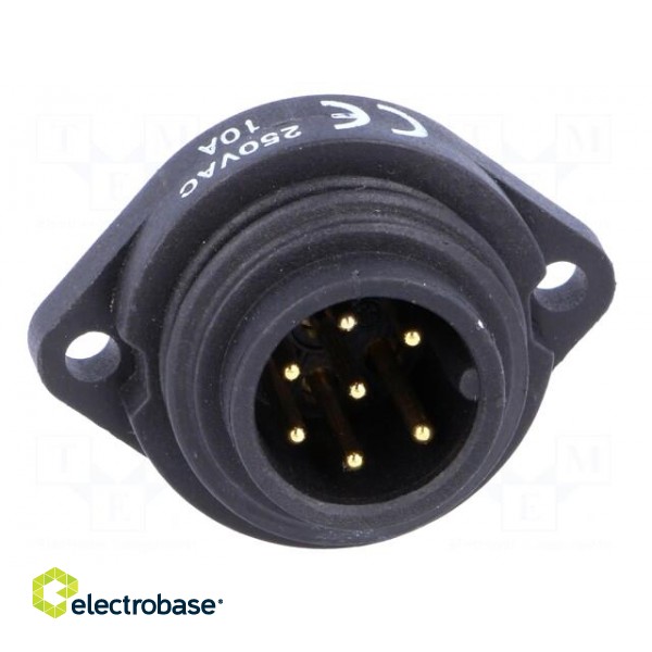 Socket | WA22 | male | PIN: 7 | 6+PE | IP67 | 10A | soldering | 250V image 9
