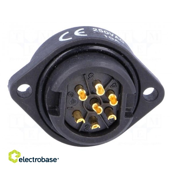 Socket | WA22 | male | PIN: 7 | 6+PE | IP67 | 10A | soldering | 250V image 5