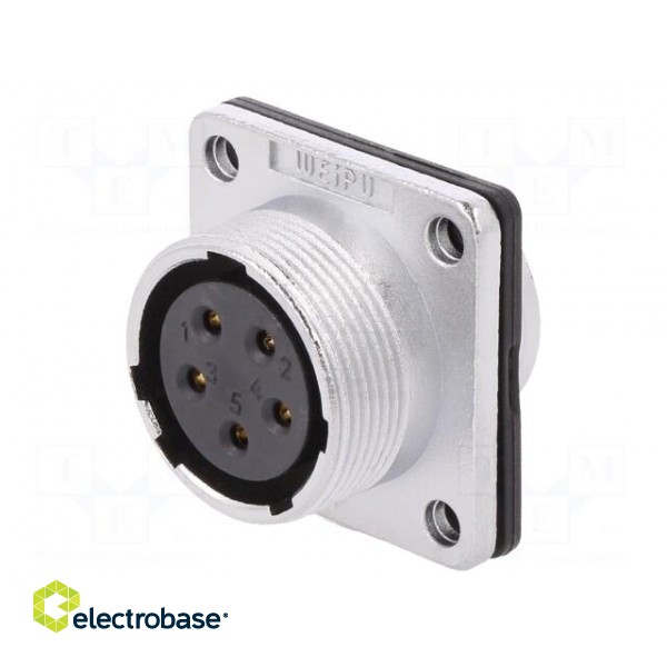 WS | socket | female | PIN: 5 | flange (4 holes),for panel mounting фото 1