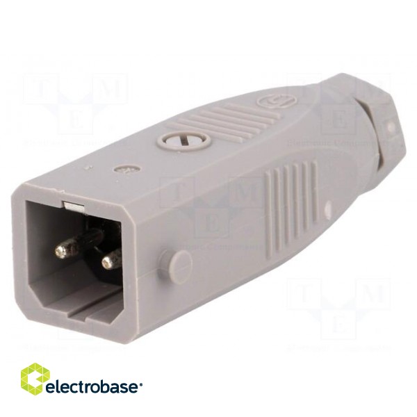 Connector: rectangular | ST | plug | male | PIN: 2 | tinned | IP54 | 16A paveikslėlis 1