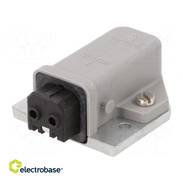 Connector: rectangular | ST | socket | female | PIN: 2 | tinned | IP54 | 16A image 1