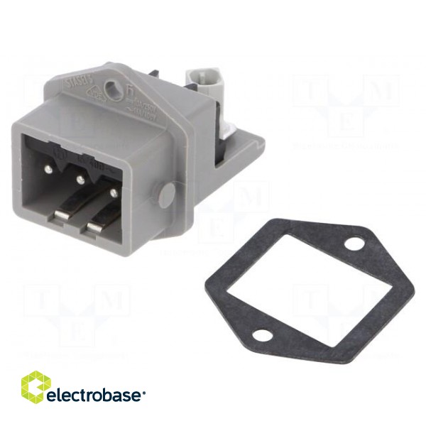 Connector: rectangular | ST | socket | male | PIN: 3 | tinned | IP54 | 16A фото 1