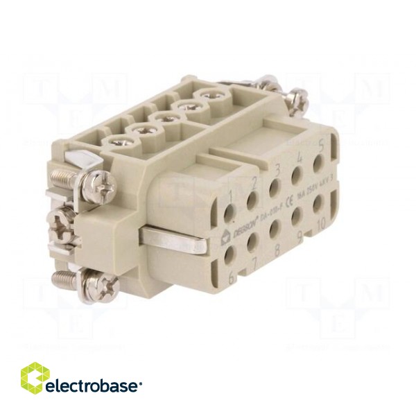 Connector: HDC | contact insert | female | DA | PIN: 10 | 10+PE | 16A | 250V image 8