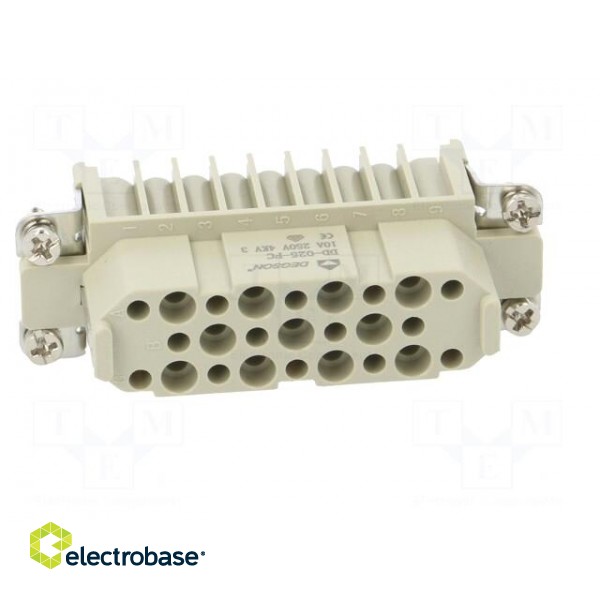 Connector: HDC | contact insert | female | DD | PIN: 25 | 25+PE | crimped paveikslėlis 9
