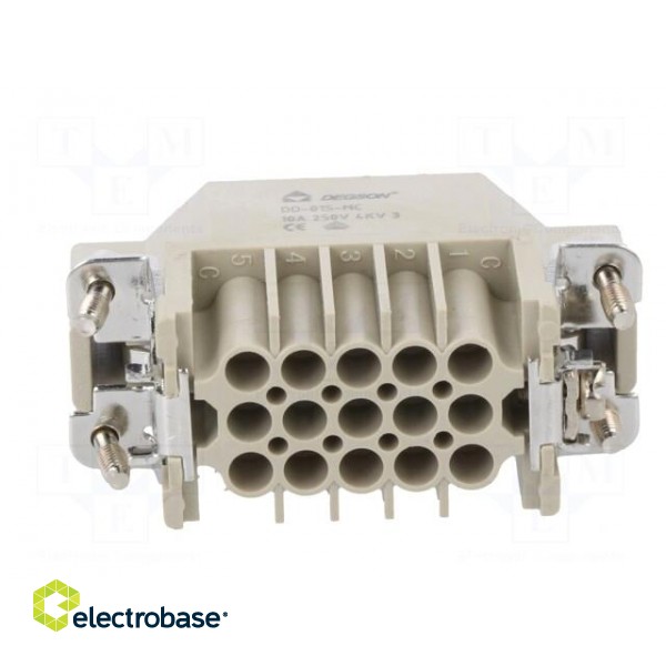 Connector: HDC | contact insert | male | DD | PIN: 15 | 15+PE | size D10A image 5