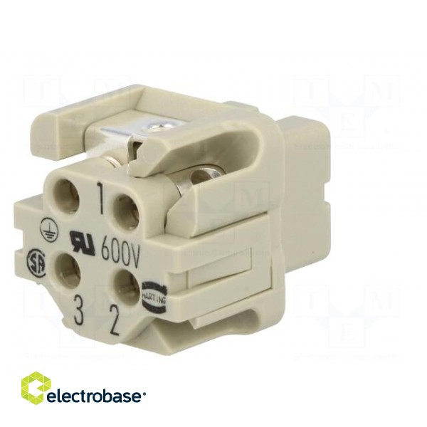Connector: HDC | contact insert | female | Han® A | PIN: 4 | 3+PE | 10A image 6
