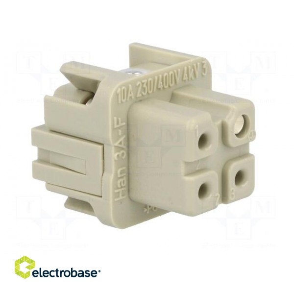 Connector: HDC | contact insert | female | Han® A | PIN: 4 | 3+PE | 10A image 8