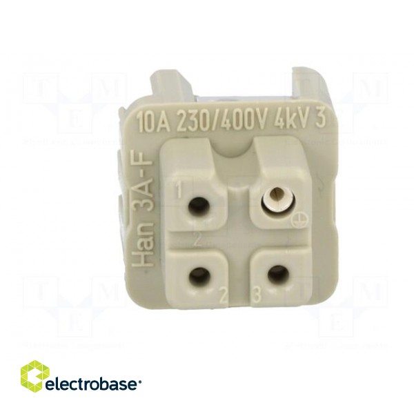 Connector: HDC | contact insert | female | Han® A | PIN: 4 | 3+PE | 10A image 9
