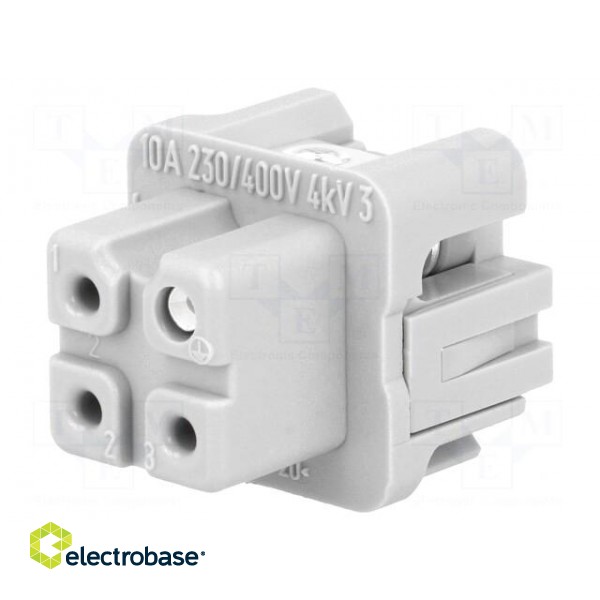 Connector: HDC | contact insert | female | Han® A | PIN: 4 | 3+PE | 10A image 1