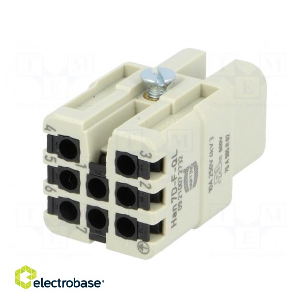 Connector: HDC | contact insert | female | Han® D | PIN: 8 | 7+PE | 10A image 6