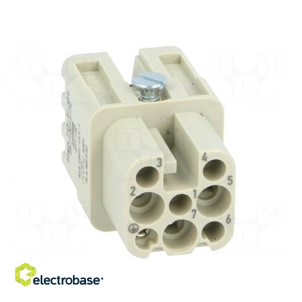 Connector: HDC | contact insert | female | Han® D | PIN: 8 | 7+PE | 10A image 9