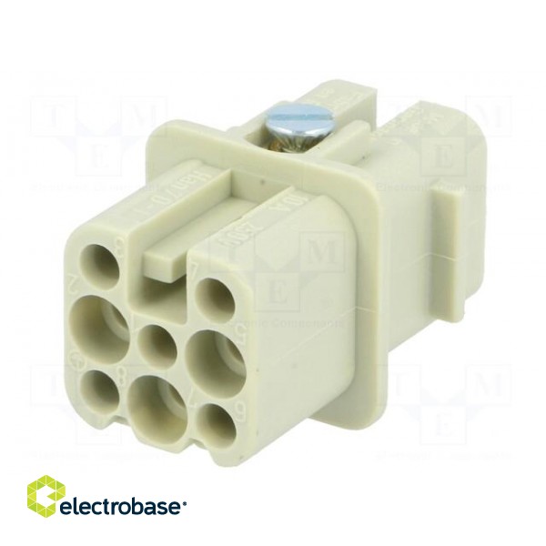 Connector: HDC | contact insert | female | Han® D | PIN: 8 | 7+PE | 10A image 1