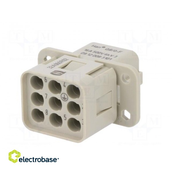 Connector: HDC | contact insert | female | Han Q | PIN: 9 | 8+PE | crimped image 6