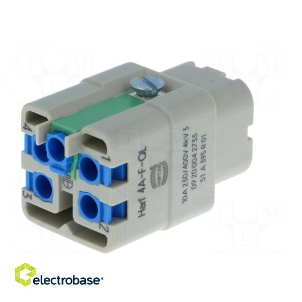 Connector: HDC | contact insert | female | Han® A | PIN: 5 | 4+PE | 10A image 6