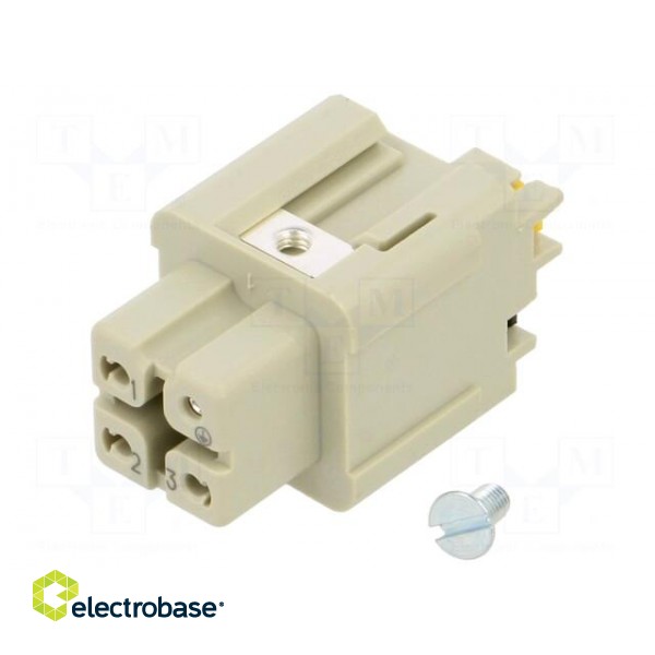 Connector: HDC | contact insert | female | Han® A | PIN: 4 | 3+PE | 10A image 1