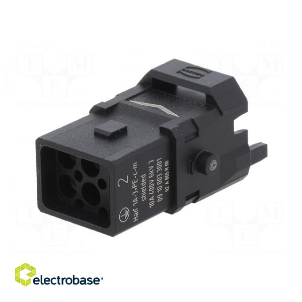 Connector: HDC | contact insert | male | Han® 1A | PIN: 4 | 3P+PE image 6