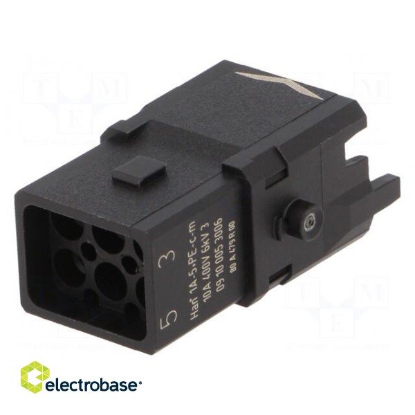 Connector: HDC | contact insert | male | Han® 1A | PIN: 6 | 5+PE | size 1A paveikslėlis 1