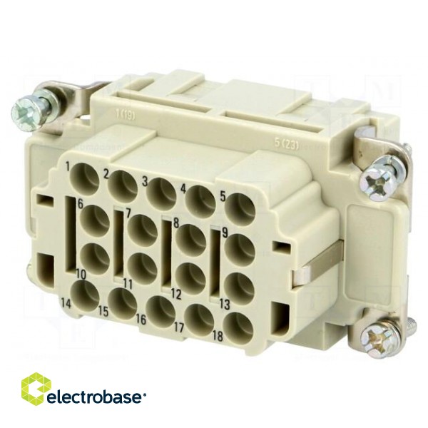 Connector: HDC | contact insert | female | Han® EE | PIN: 18 | 18+PE image 1