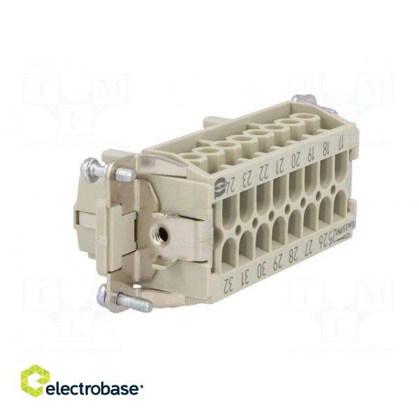 Connector: HDC | contact insert | female | Han E® | PIN: 16 | 16+PE | 16A image 4