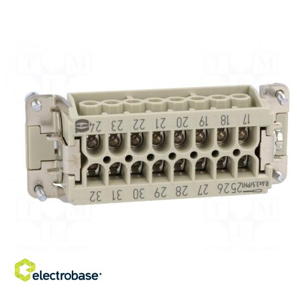 Connector: HDC | contact insert | female | Han E® | PIN: 16 | 16+PE | 16A image 5