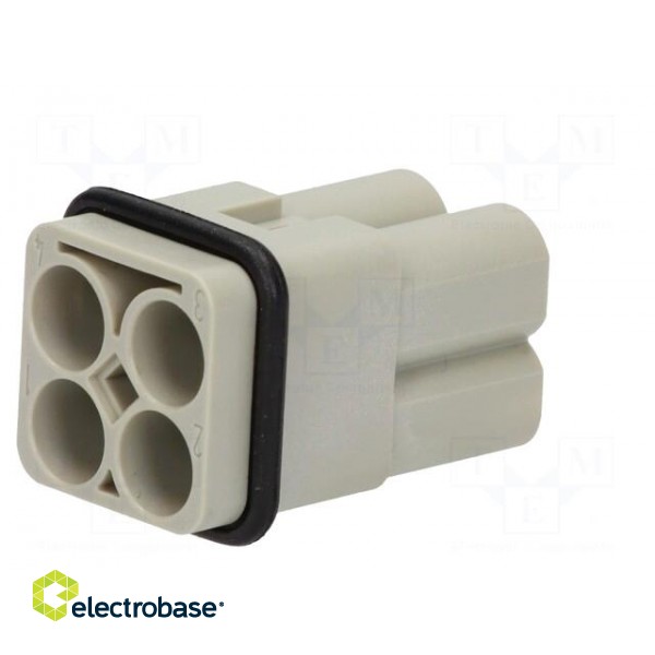 Connector: rectangular | male | Han Q | PIN: 4 | size 3A | w/o contacts image 2